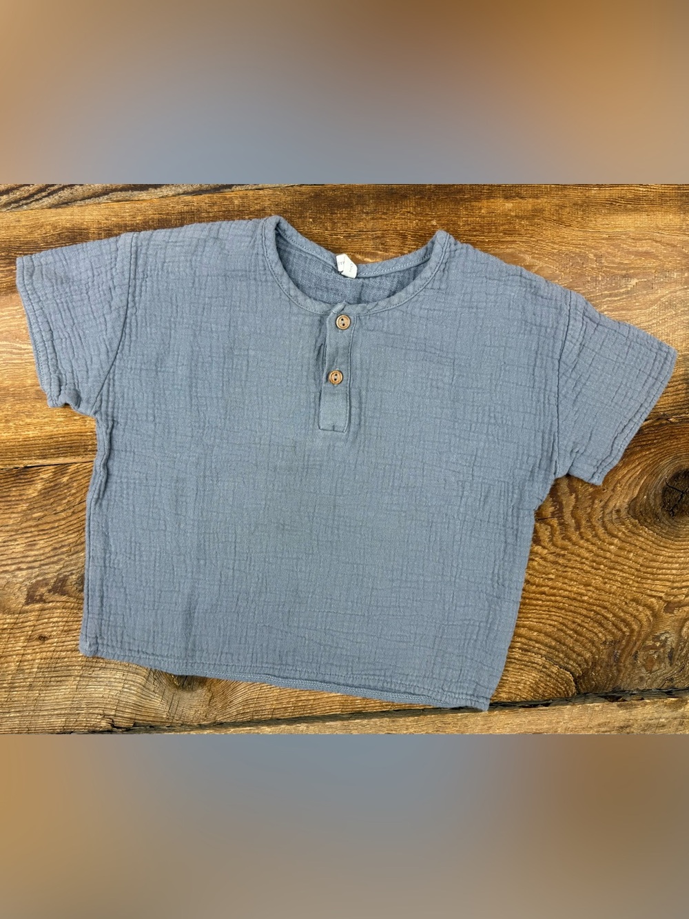Quincy Mae Slate Blue Short-Sleeve Henley